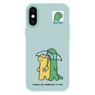 For iPhone X / XS Skin Feeling Jelly TPU Hybrid PC Phone Case(Umbrella Light Green) - 1