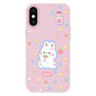 For iPhone X / XS Skin Feeling Jelly TPU Hybrid PC Phone Case(Polka Dot Rabbit Pink) - 1