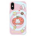 For iPhone X / XS Skin Feeling Jelly TPU Hybrid PC Phone Case(Apple Rabbit Yellow Word Pink) - 1