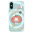 For iPhone X / XS Skin Feeling Jelly TPU Hybrid PC Phone Case(Apple Rabbit Yellow Light Green) - 1