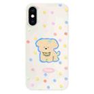 For iPhone X / XS Skin Feeling Jelly TPU Hybrid PC Phone Case(Yellow Puppy White) - 1