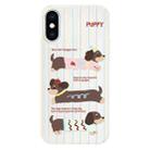 For iPhone X / XS Skin Feeling Jelly TPU Hybrid PC Phone Case(Striped Dachshund White) - 1