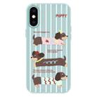 For iPhone X / XS Skin Feeling Jelly TPU Hybrid PC Phone Case(Striped Dachshund Light Green) - 1