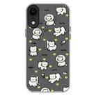 For iPhone XR Skin Feeling Jelly TPU Hybrid PC Phone Case(Green Heart Cat Black) - 1