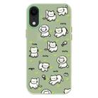 For iPhone XR Skin Feeling Jelly TPU Hybrid PC Phone Case(Green Heart Cat Green) - 1