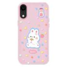 For iPhone XR Skin Feeling Jelly TPU Hybrid PC Phone Case(Polka Dot Rabbit Pink) - 1