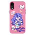 For iPhone XR Skin Feeling Jelly TPU Hybrid PC Phone Case(Purple Hair Girl Rose Red) - 1