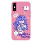 For iPhone XS Max Skin Feeling Jelly TPU Hybrid PC Phone Case(Purple Hair Girl Rose Red) - 1