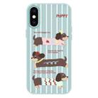 For iPhone XS Max Skin Feeling Jelly TPU Hybrid PC Phone Case(Striped Dachshund Light Green) - 1