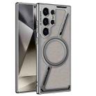 For Samsung Galaxy S23 Ultra 5G GKK Integrated Electroplating Leather Z-Shape MagSafe Phone Case(Gray) - 1