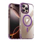 For iPhone 16 Pro Max Jazz 3 in 1 Magnetic MagSafe Crystal Phone Case(Transparent Purple) - 1