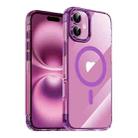 For iPhone 16 Jazz 3 in 1 Magnetic MagSafe Crystal Phone Case(Transparent Purple) - 1