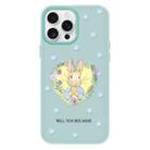 For iPhone 16 Pro Max Skin Feeling Jelly TPU Hybrid PC Phone Case(Love Flower Rabbit Light Green) - 1