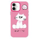 For iPhone 16 Plus Skin Feeling Jelly TPU Hybrid PC Phone Case(Bow White Cat Rose Red) - 1