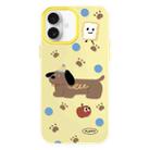 For iPhone 16 Plus Skin Feeling Jelly TPU Hybrid PC Phone Case(Brown Puppy Yellow) - 1