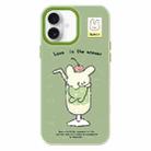 For iPhone 16 Plus Skin Feeling Jelly TPU Hybrid PC Phone Case(Cup Dog Green) - 1