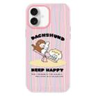 For iPhone 16 Plus Skin Feeling Jelly TPU Hybrid PC Phone Case(Seesaw Animal Pink) - 1