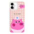 For iPhone 16 Plus Skin Feeling Jelly TPU Hybrid PC Phone Case(Pink Cat White) - 1