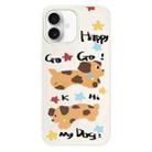 For iPhone 16 Plus Skin Feeling Jelly TPU Hybrid PC Phone Case(Happy Dog ??White) - 1