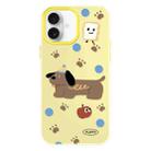 For iPhone 16 Skin Feeling Jelly TPU Hybrid PC Phone Case(Brown Puppy Yellow) - 1