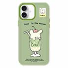 For iPhone 16 Skin Feeling Jelly TPU Hybrid PC Phone Case(Cup Dog Green) - 1