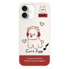 For iPhone 16 Skin Feeling Jelly TPU Hybrid PC Phone Case(Earphones Dog White) - 1