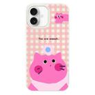 For iPhone 16 Skin Feeling Jelly TPU Hybrid PC Phone Case(Pink Cat White) - 1