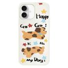 For iPhone 16 Skin Feeling Jelly TPU Hybrid PC Phone Case(Happy Dog ??White) - 1