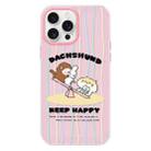 For iPhone 15 Pro Max Skin Feeling Jelly TPU Hybrid PC Phone Case(Seesaw Animal Pink) - 1