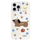 For iPhone 15 Pro Skin Feeling Jelly TPU Hybrid PC Phone Case(Brown Puppy White) - 1
