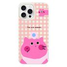 For iPhone 15 Pro Skin Feeling Jelly TPU Hybrid PC Phone Case(Pink Cat White) - 1