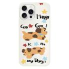 For iPhone 15 Pro Skin Feeling Jelly TPU Hybrid PC Phone Case(Happy Dog ??White) - 1