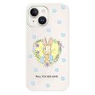 For iPhone 15 Plus Skin Feeling Jelly TPU Hybrid PC Phone Case(Love Flower Rabbit White) - 1