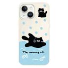 For iPhone 15 Plus Skin Feeling Jelly TPU Hybrid PC Phone Case(Swimming Black Cat White) - 1