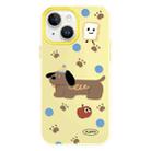 For iPhone 15 Plus Skin Feeling Jelly TPU Hybrid PC Phone Case(Brown Puppy Yellow) - 1