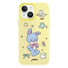 For iPhone 15 Plus Skin Feeling Jelly TPU Hybrid PC Phone Case(Blue Rabbit Yellow) - 1