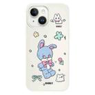 For iPhone 15 Plus Skin Feeling Jelly TPU Hybrid PC Phone Case(Blue Rabbit White) - 1