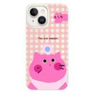 For iPhone 15 Plus Skin Feeling Jelly TPU Hybrid PC Phone Case(Pink Cat White) - 1