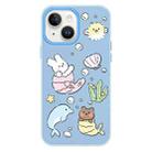 For iPhone 15 Plus Skin Feeling Jelly TPU Hybrid PC Phone Case(Sea Life Blue) - 1