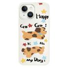 For iPhone 15 Plus Skin Feeling Jelly TPU Hybrid PC Phone Case(Happy Dog ??White) - 1