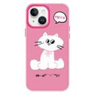 For iPhone 15 Skin Feeling Jelly TPU Hybrid PC Phone Case(Bow White Cat Rose Red) - 1