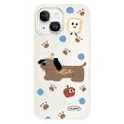 For iPhone 15 Skin Feeling Jelly TPU Hybrid PC Phone Case(Brown Puppy White) - 1