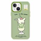 For iPhone 15 Skin Feeling Jelly TPU Hybrid PC Phone Case(Cup Dog Green) - 1