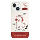 For iPhone 15 Skin Feeling Jelly TPU Hybrid PC Phone Case(Earphones Dog White) - 1