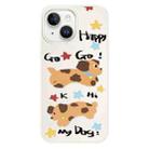 For iPhone 15 Skin Feeling Jelly TPU Hybrid PC Phone Case(Happy Dog ??White) - 1