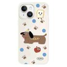 For iPhone 14 Plus Skin Feeling Jelly TPU Hybrid PC Phone Case(Brown Puppy White) - 1