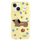 For iPhone 14 Plus Skin Feeling Jelly TPU Hybrid PC Phone Case(Brown Puppy Yellow) - 1