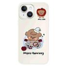 For iPhone 14 Plus Skin Feeling Jelly TPU Hybrid PC Phone Case(Basket Dog White) - 1