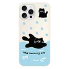 For iPhone 14 Pro Skin Feeling Jelly TPU Hybrid PC Phone Case(Swimming Black Cat White) - 1