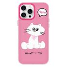 For iPhone 14 Pro Max Skin Feeling Jelly TPU Hybrid PC Phone Case(Bow White Cat Rose Red) - 1